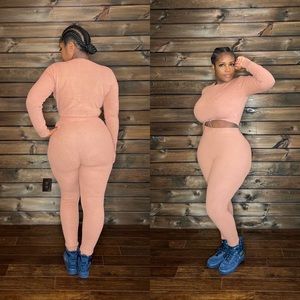 LONG SLEEVE CROP TOP AND HIGH WAISTED JOGGER SET